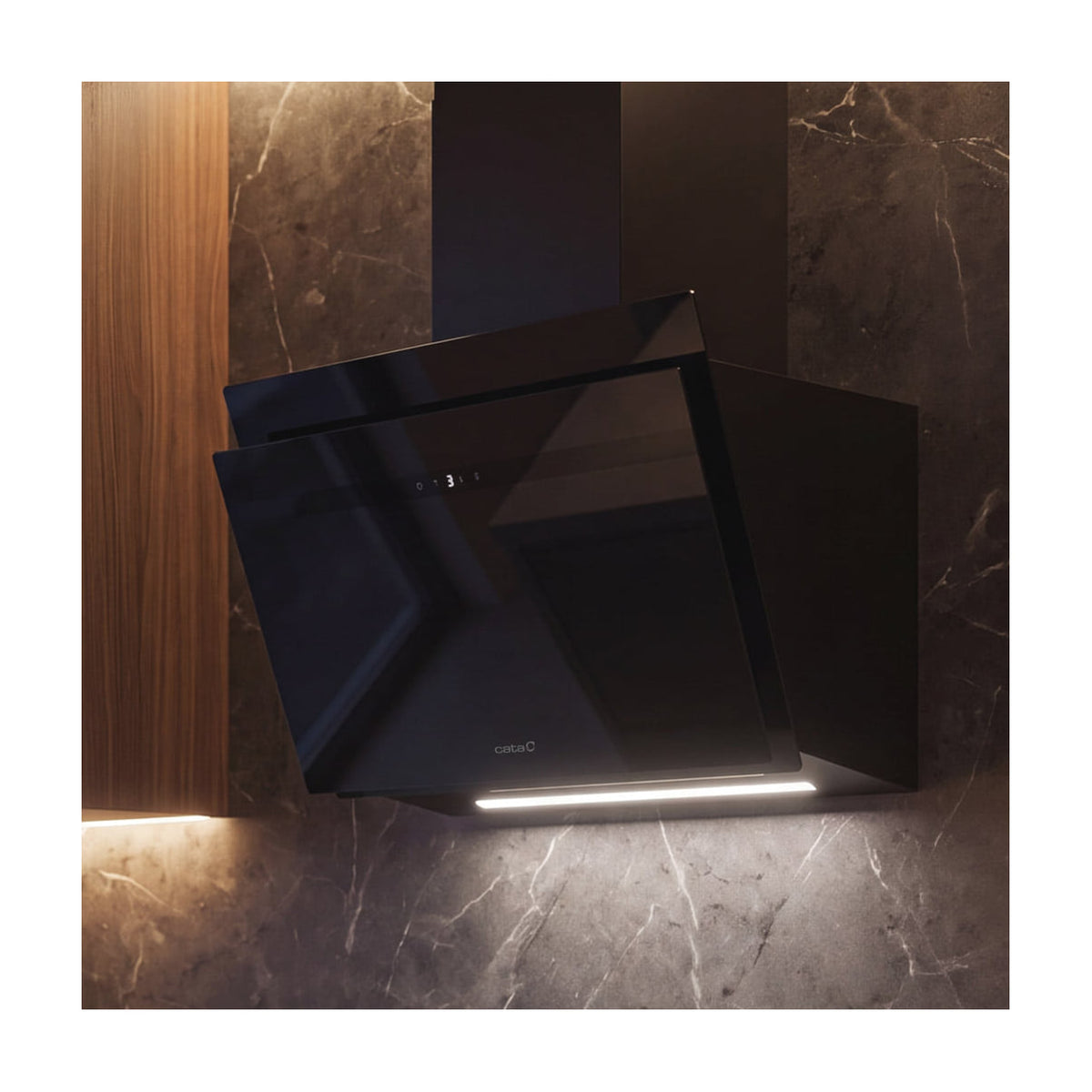 Campana decorativa CATA Thalassa Evo 600 GBK /A, 60 cm, cristal negro