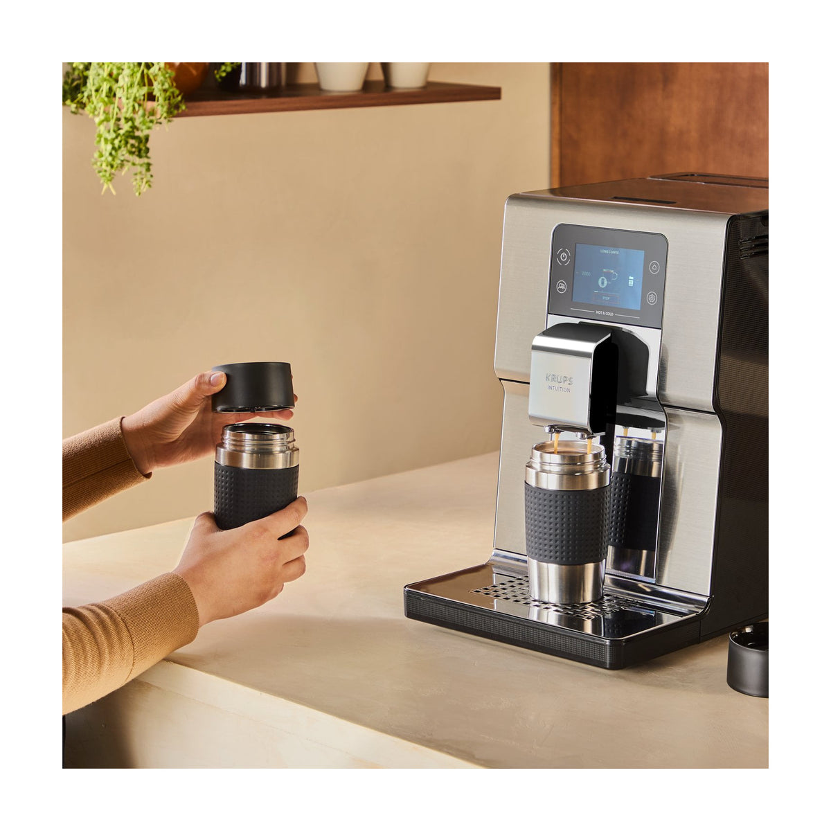 Cafetera superautomática Krups Intuition Experience Hot&Cold EA879EE0, 30 recetas