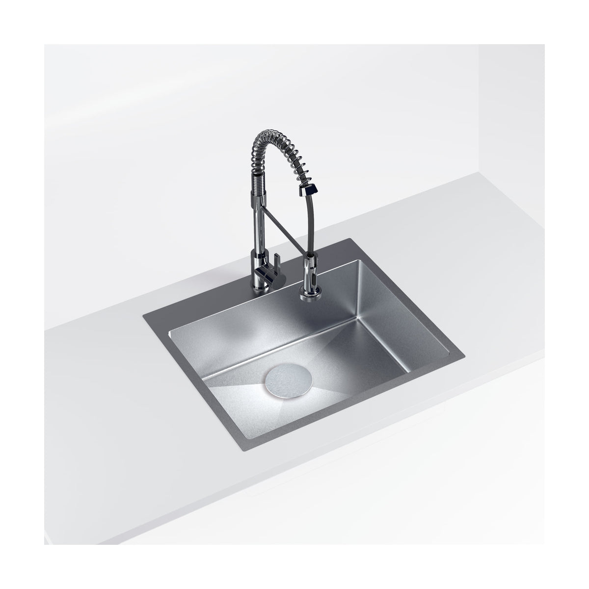 Fregadero CATA CBS-1 54-40 R10 de una cubeta, acero inoxidable, 59 x 51 cm