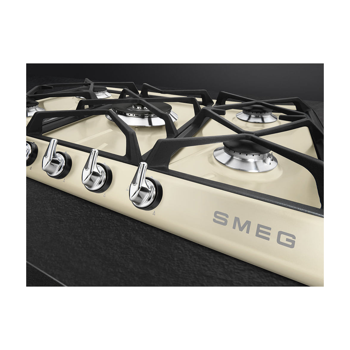 Placa de gas Smeg SR975PGH de 5 zonas, 68,5 cm, crema