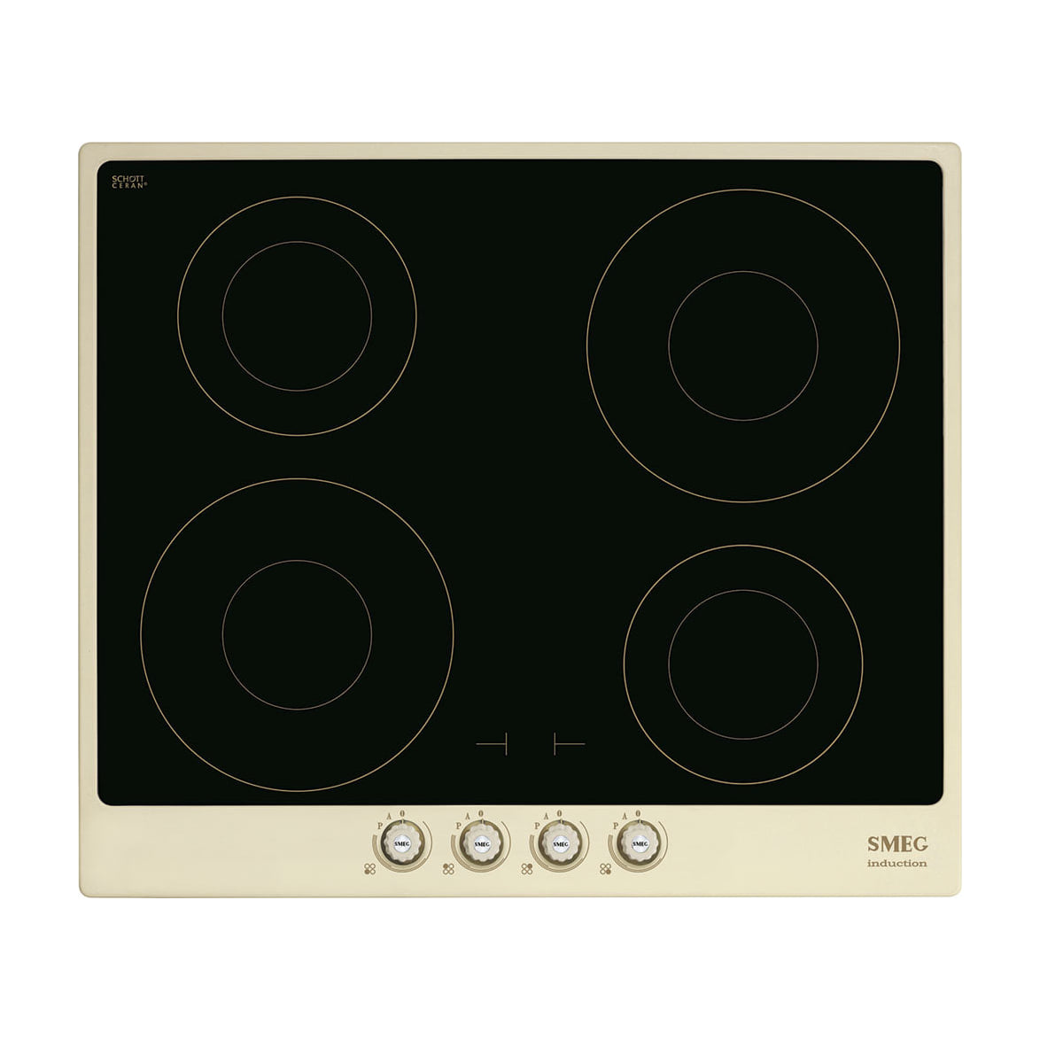 Placa de inducción Smeg SI764POM de 60 cm con 4 zonas y mandos frontales