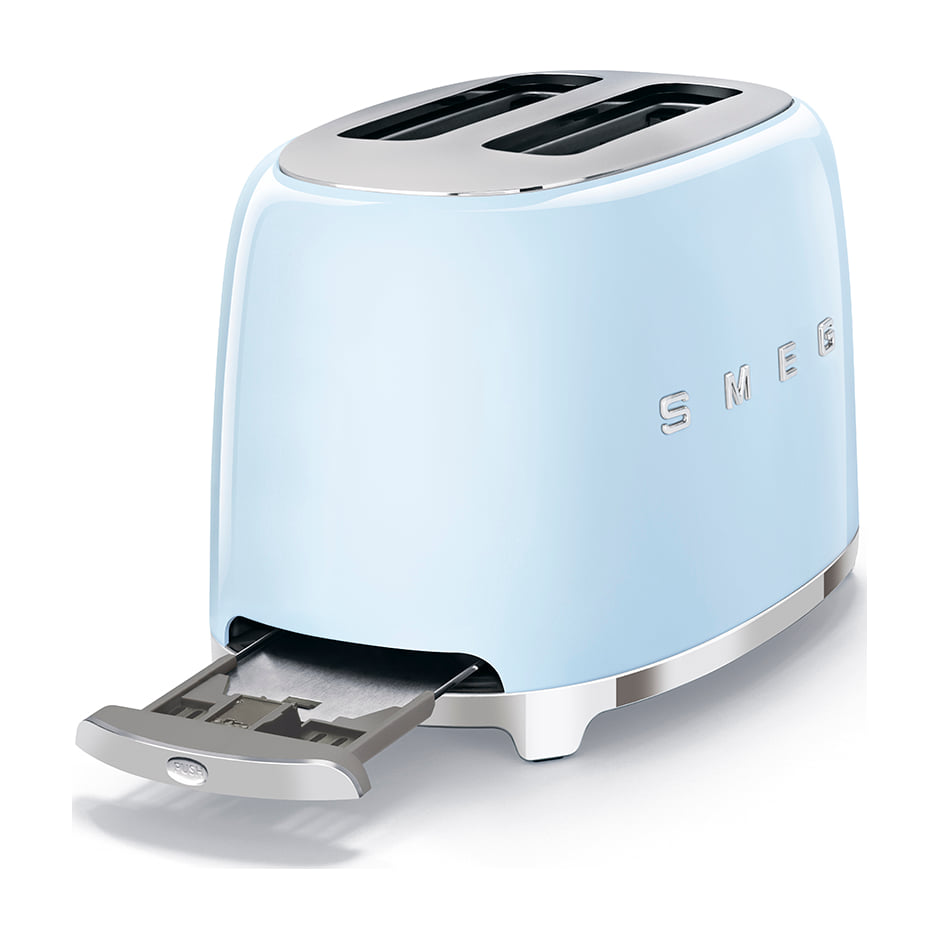 Tostadora Smeg TSF01PBEU azul celeste, 2 ranuras y 6 niveles de tostado