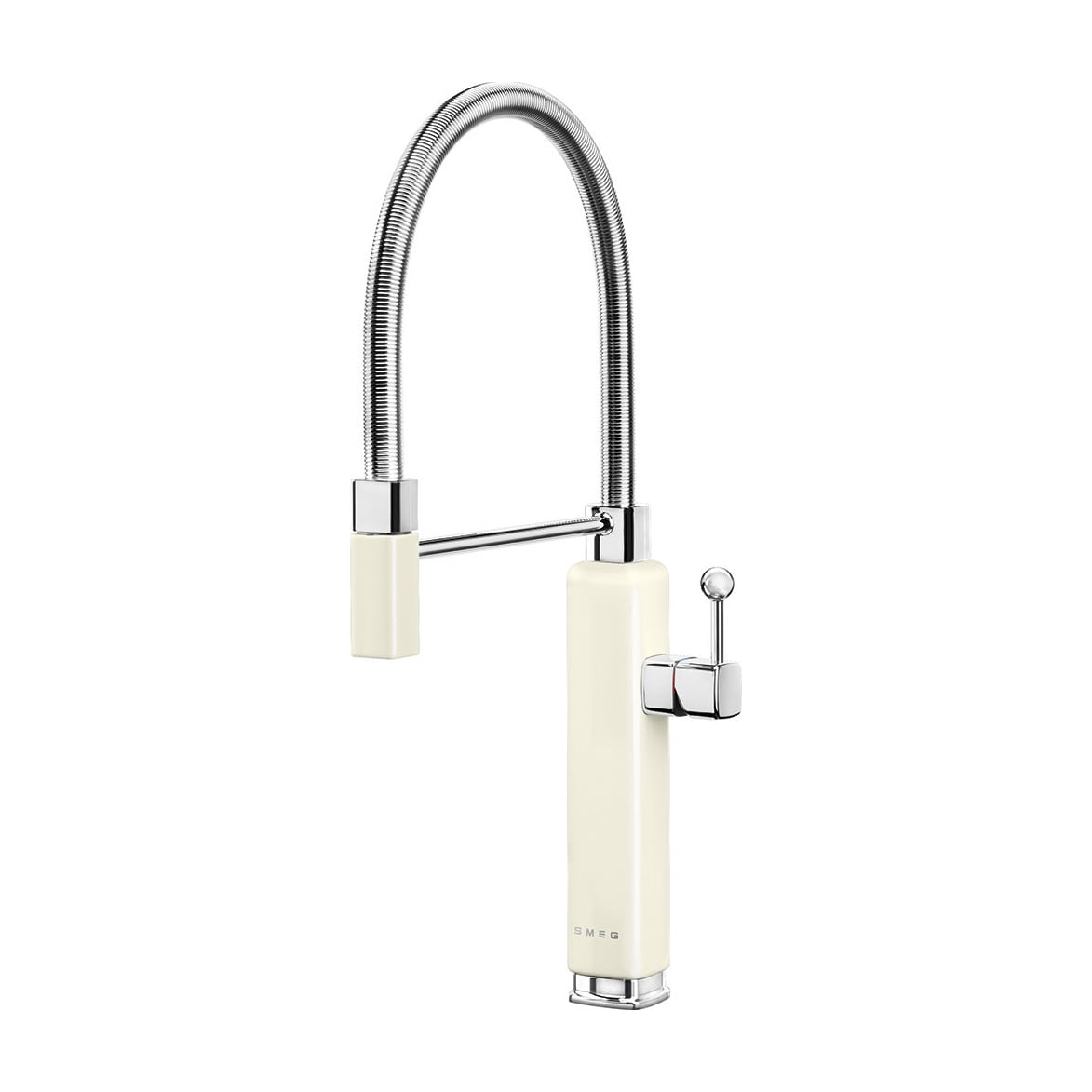 Grifo de cocina Smeg MDF50CR monomando semiprofesional, crema y giro de 360°