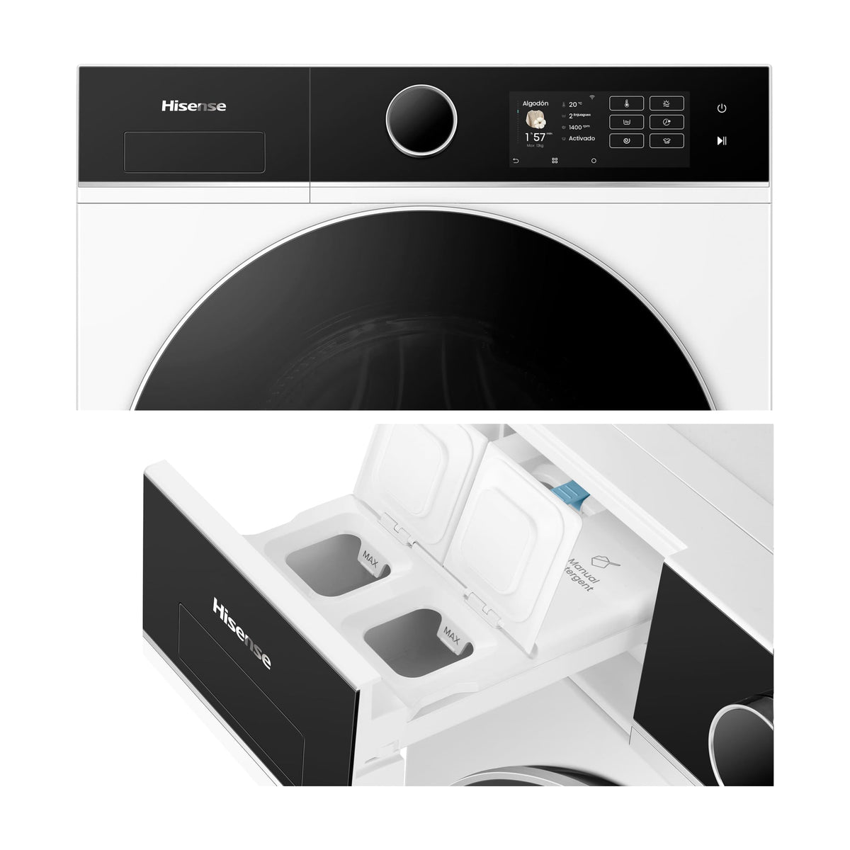 Lavasecadora Hisense WD5i1245BWR de 12/8 kg y 1400 rpm