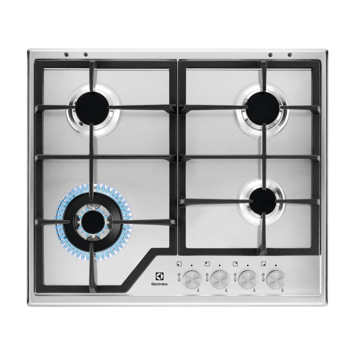 Placa de gas Electrolux KGS6436SX de 60 cm con 4 quemadores e inox antihuellas