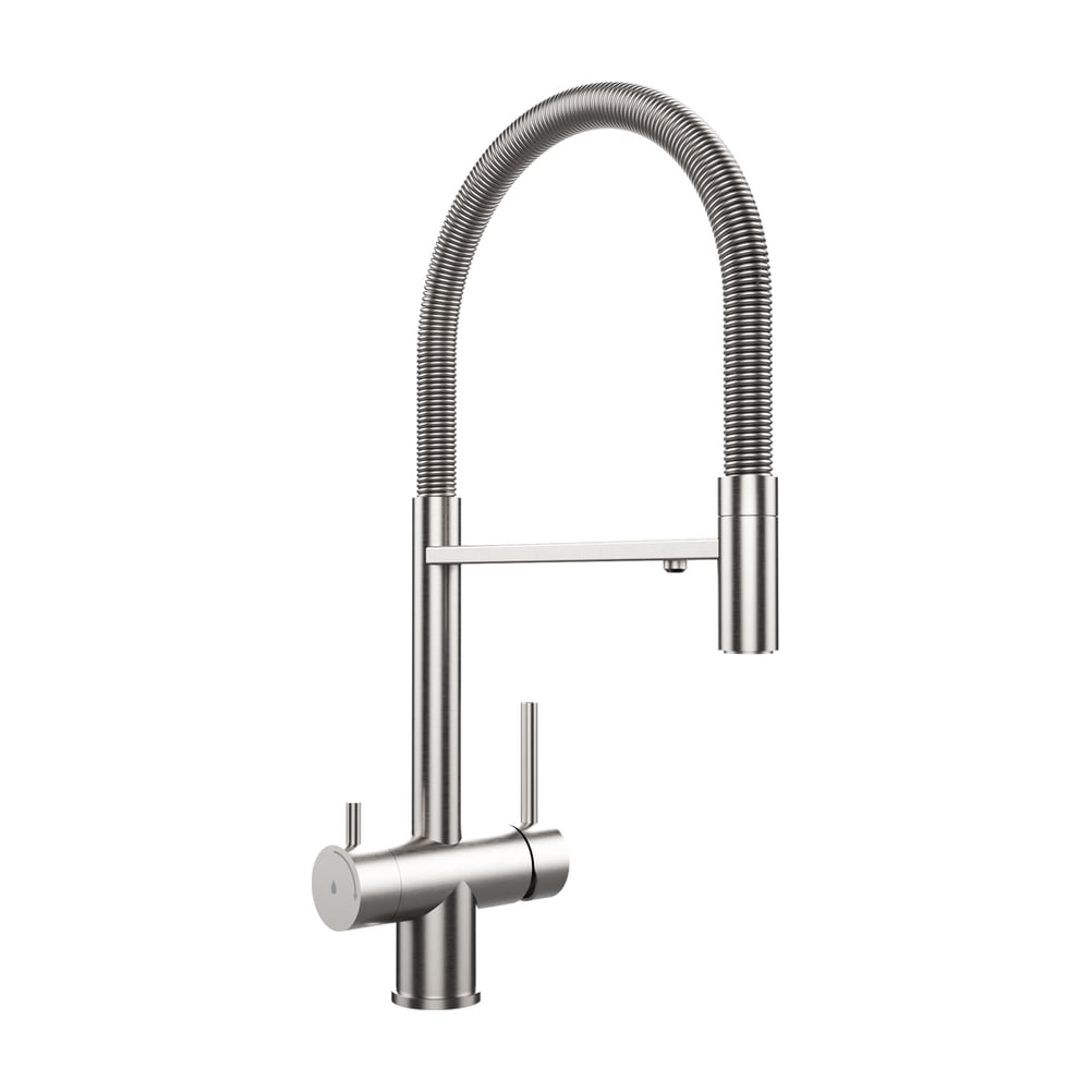 Grifo de cocina Teka UNI 3913 bimando de 3 vías, inox