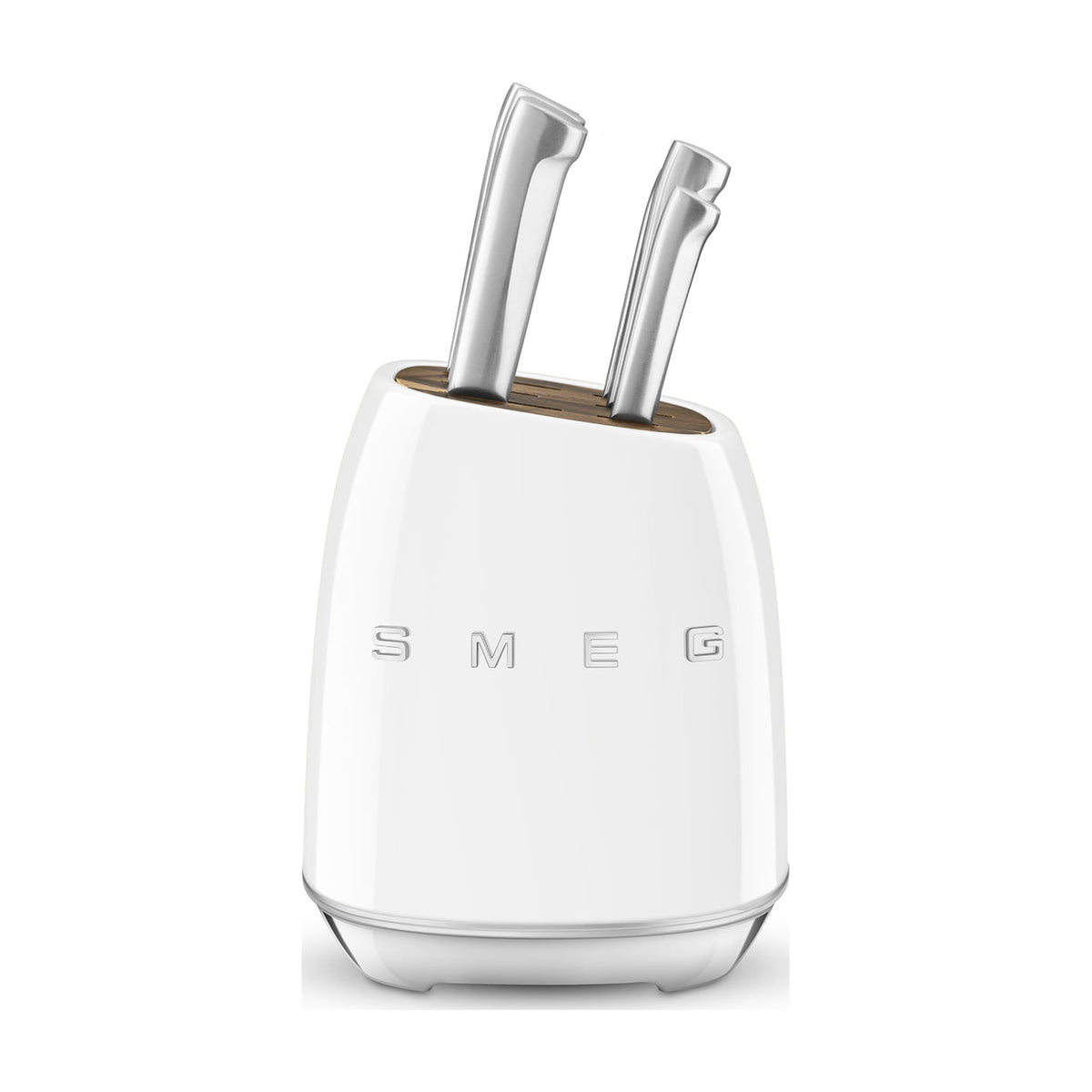Set de cuchillos Smeg KBSF02WH con bloque blanco y 6 cuchillos de acero inoxidable