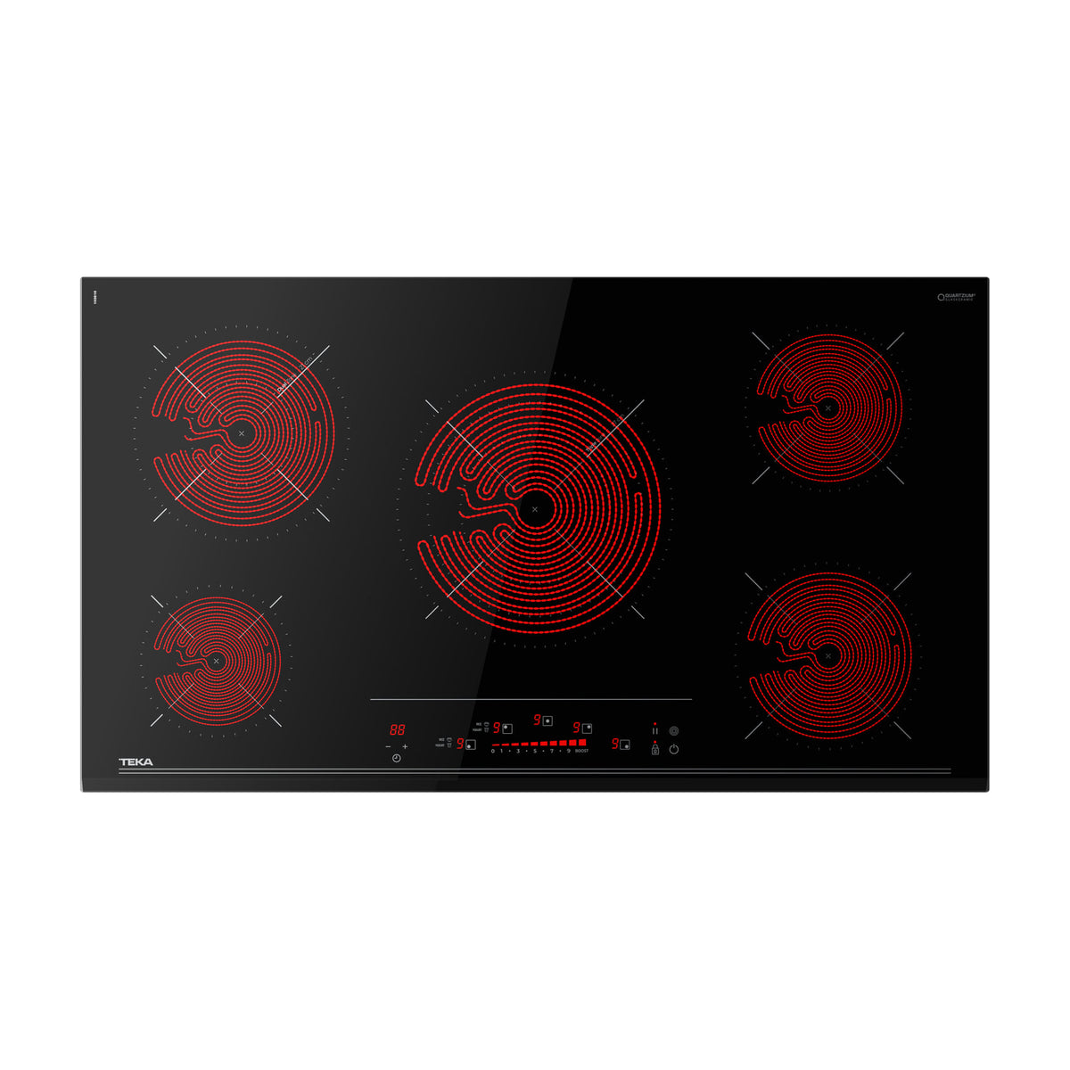 Placa vitrocerámica Teka TZC 95627 FST BK, 5 zonas y 90 cm
