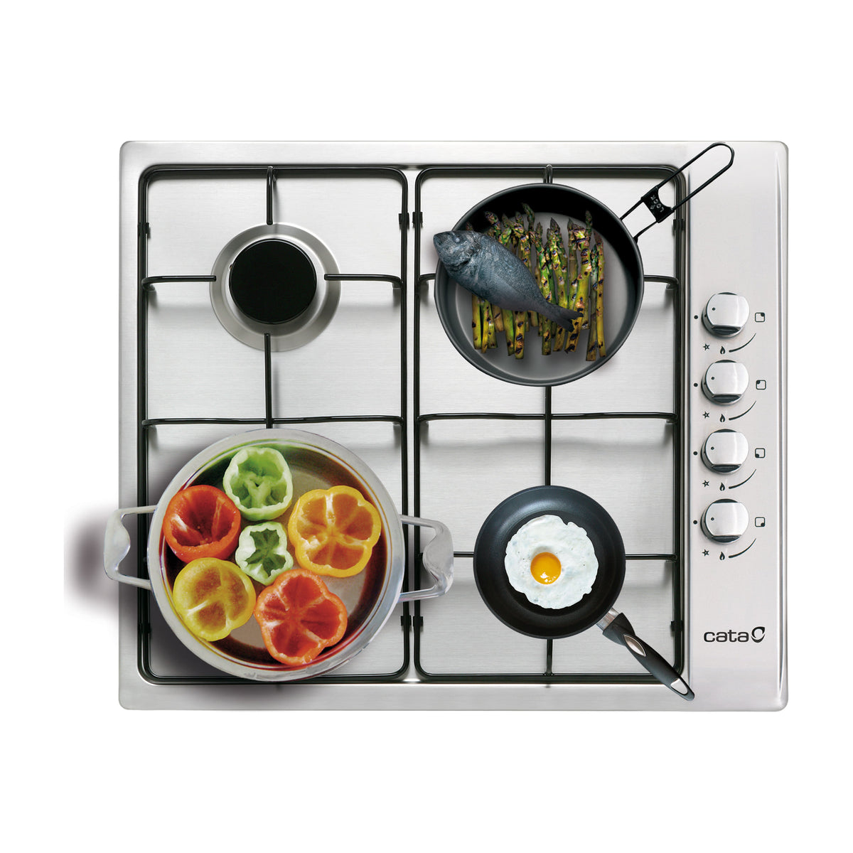 Placa de gas CATA GI 6031 X de 4 zonas, inox y 58 cm