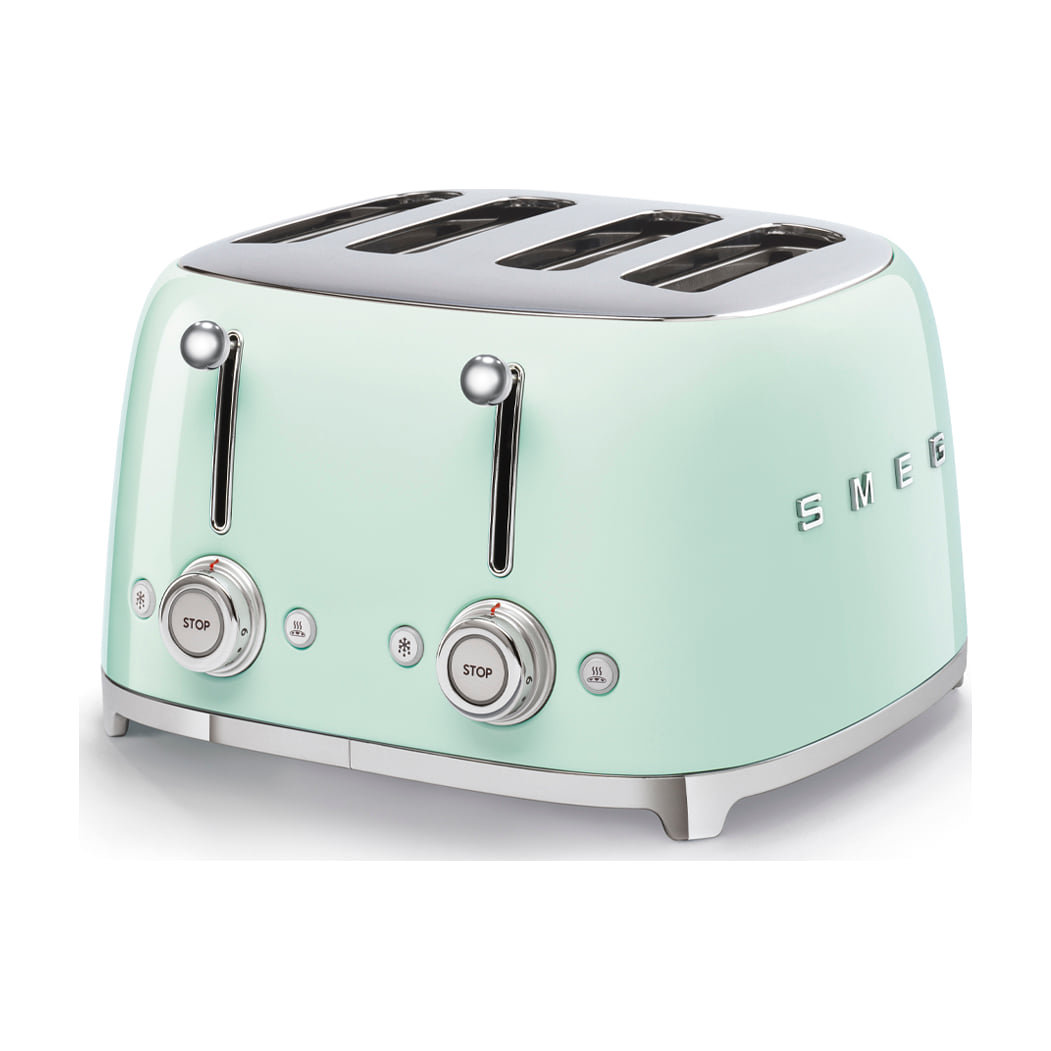Tostadora Smeg TSF03PGEU de 4 ranuras y 2000 W, verde pastel