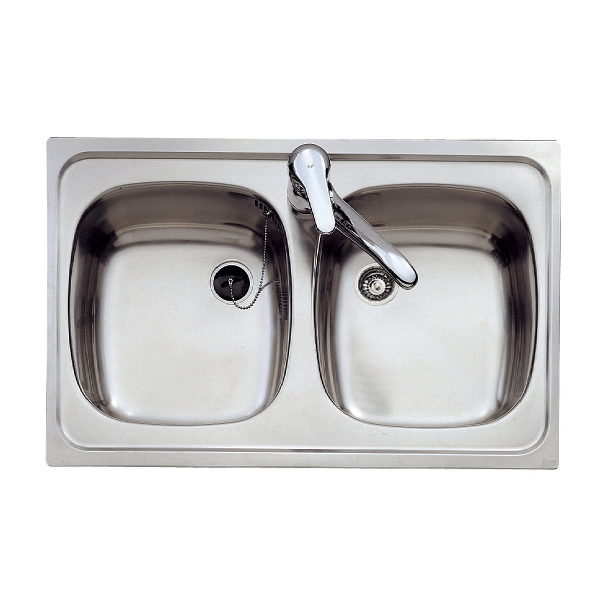 Fregadero Teka E/50 2C de acero inoxidable, 2 cubetas y 80 cm