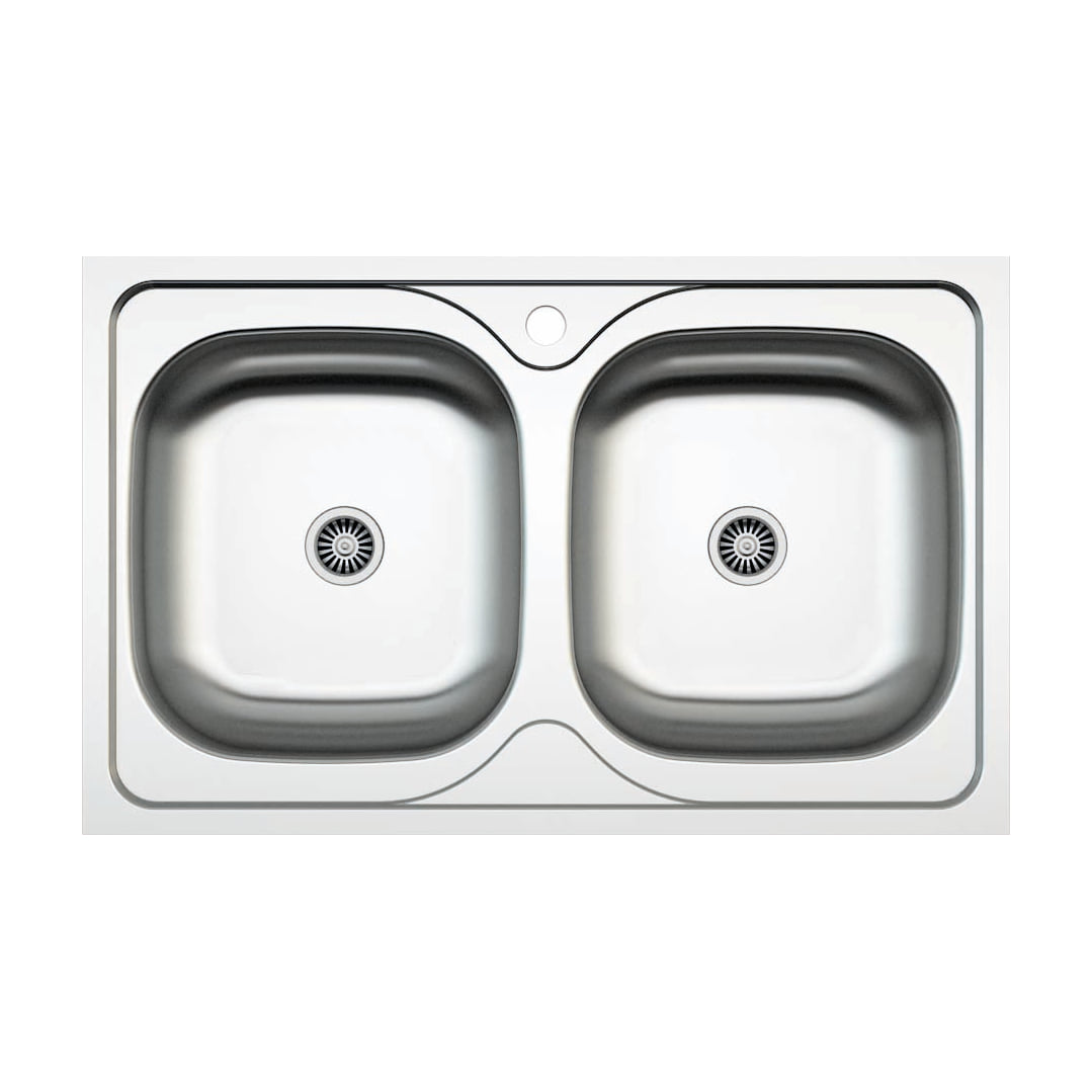 Fregadero CATA C-2 AG de acero inoxidable, 2 cubetas y 79 x 50 cm
