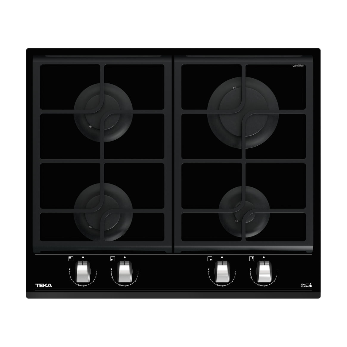 Placa de gas Teka GZC 64300 XBN, 60 cm, cristal negro y ExactFlame
