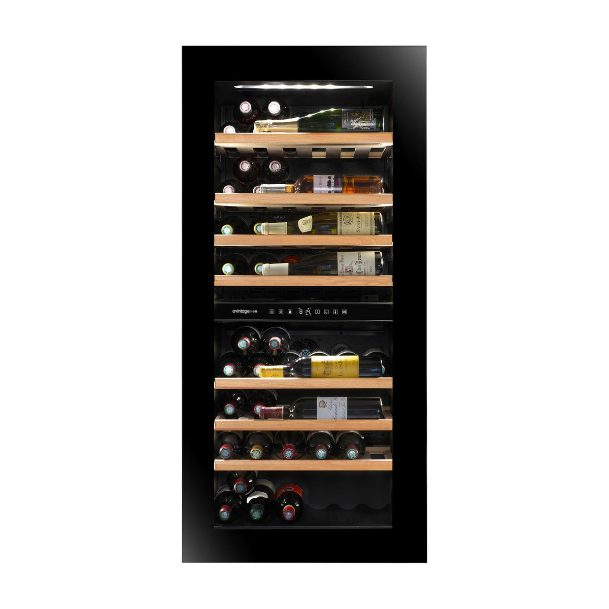 Vinoteca integrable Avintage AVI122PLATINUM, 68 botellas y 2 zonas