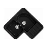 Fregadero Poalgi Jade 118 de resina, esquinero en negro brillo