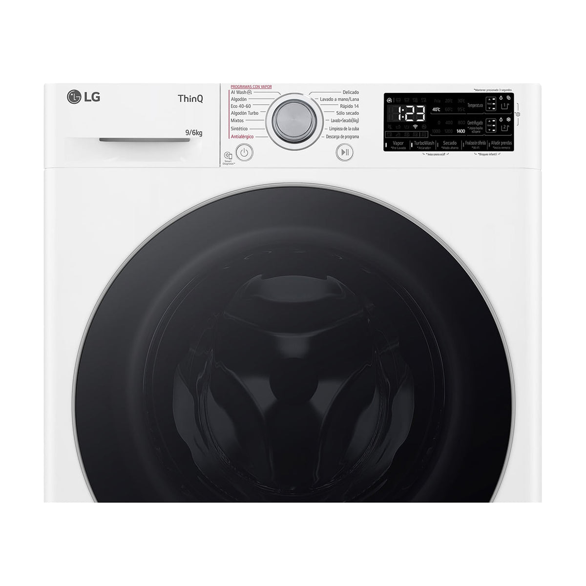 Lavasecadora LG F4DR5509A1W de 9/6 kg con vapor y Wi-Fi