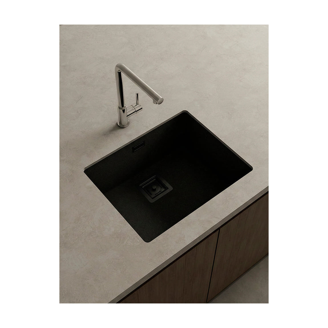 Fregadero Poalgi Zie 50 Hekla®, granito Basalt negro mate, 55 × 45 cm