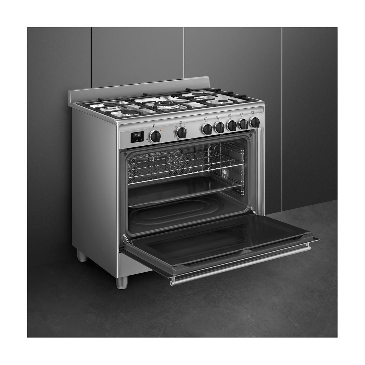 Cocina de gas Smeg BG91X2 con 5 fuegos y horno eléctrico de 115 l