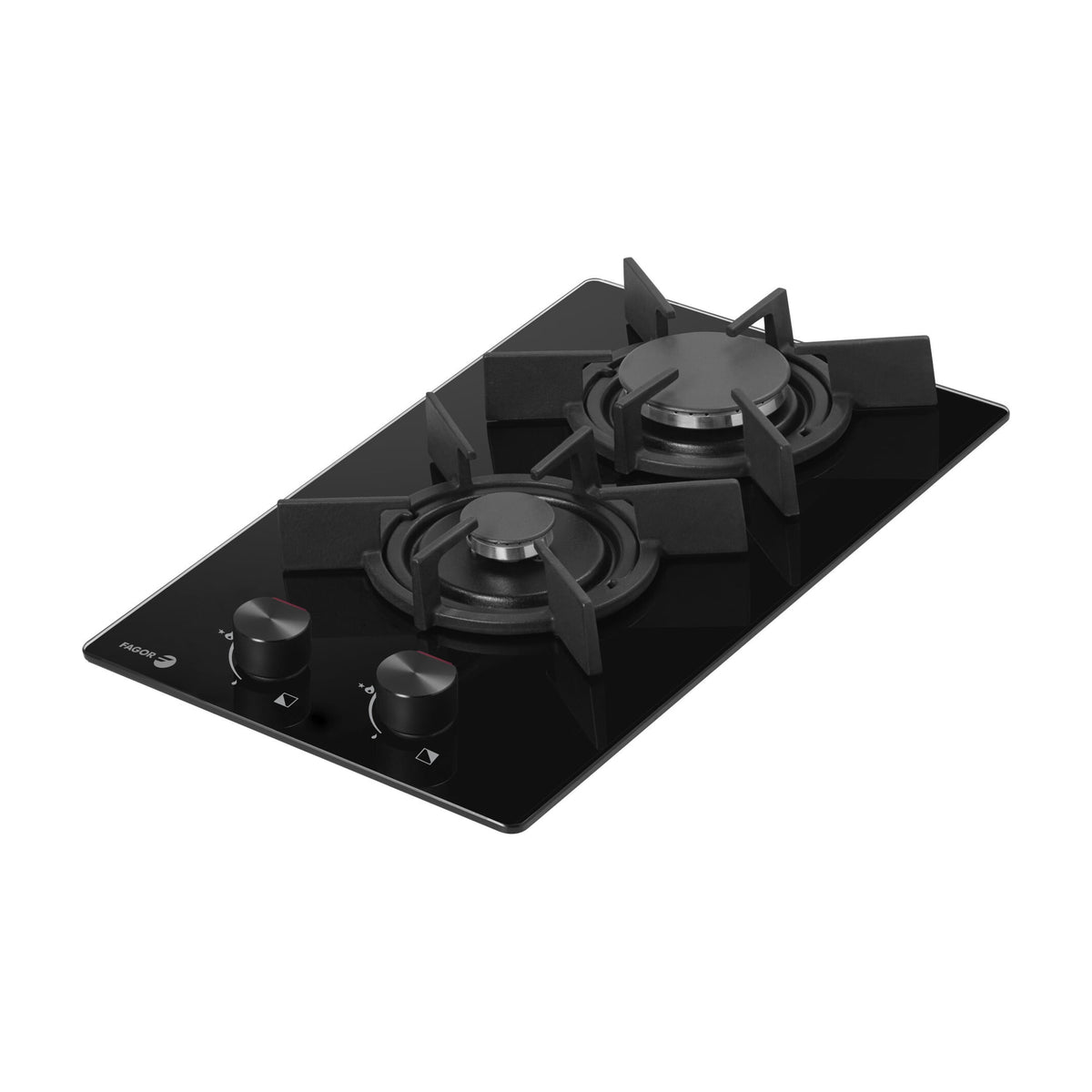 Placa de gas Fagor 3MCF-2GSTA, 2 fuegos y cristal templado negro