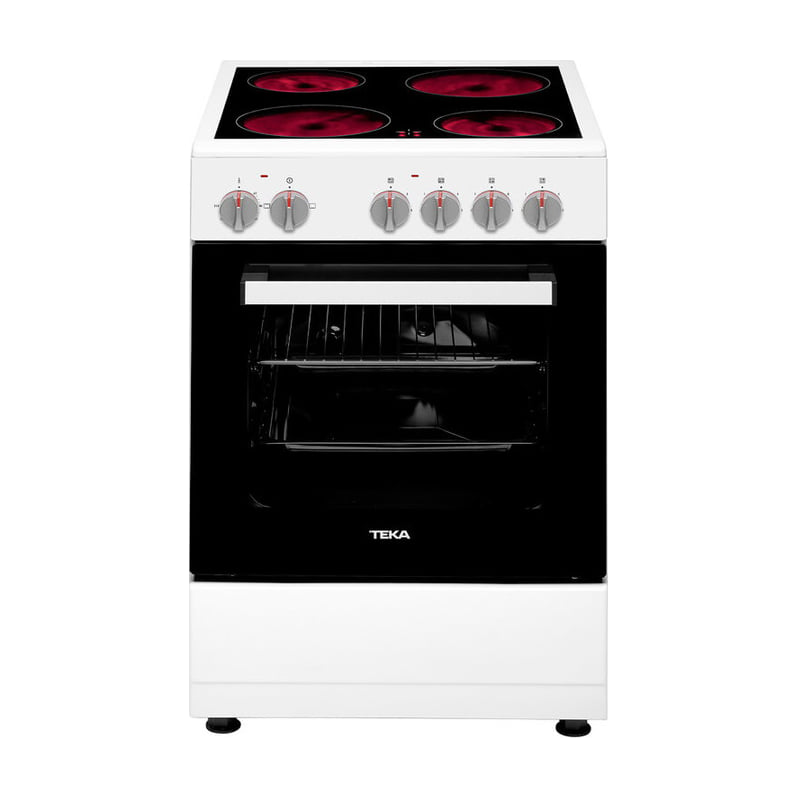 Cocina vitrocerámica Teka FS 502 4VE WH, 4 zonas y horno de 48 litros