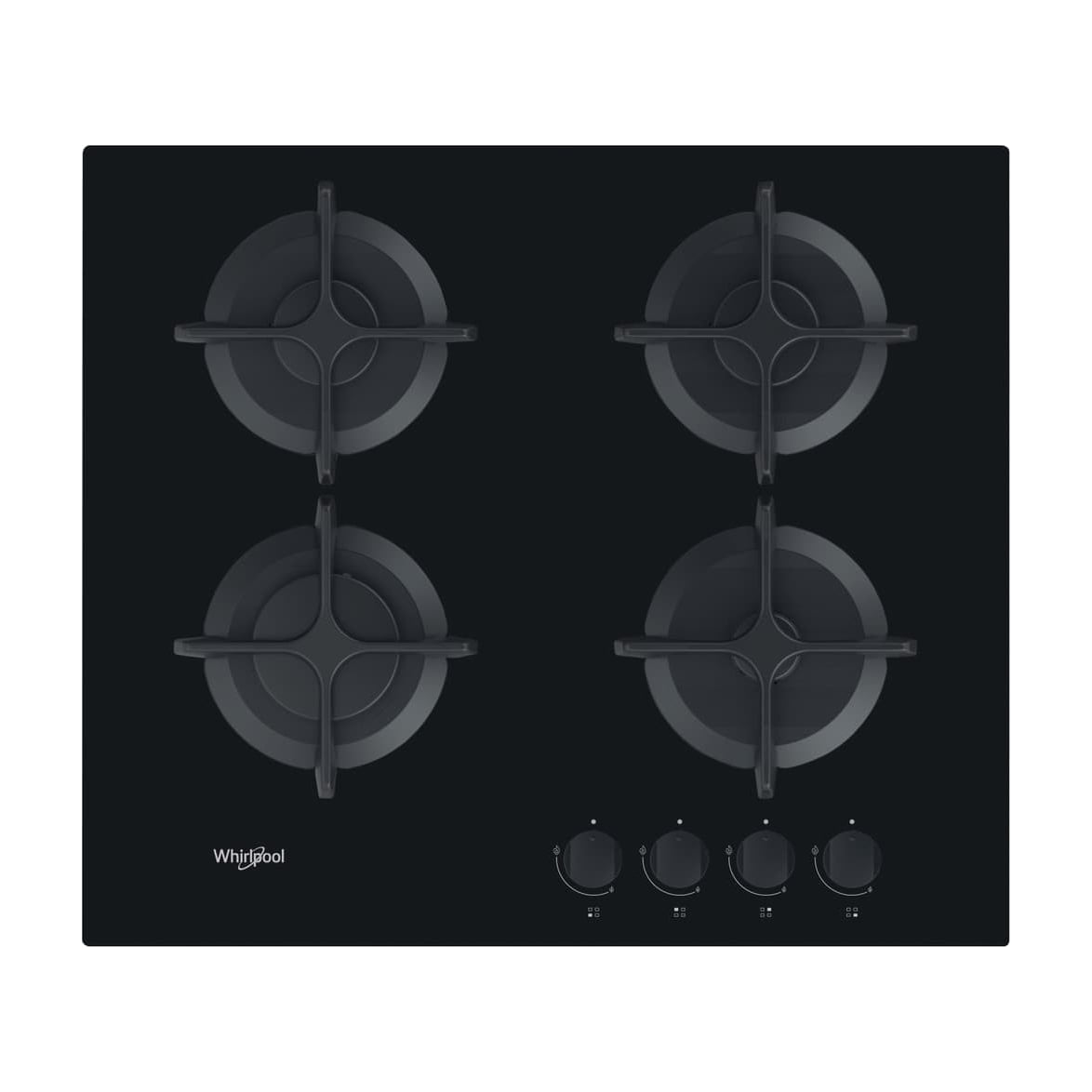 Placa de gas Whirlpool GOB 616/NB de 4 fuegos en cristal negro