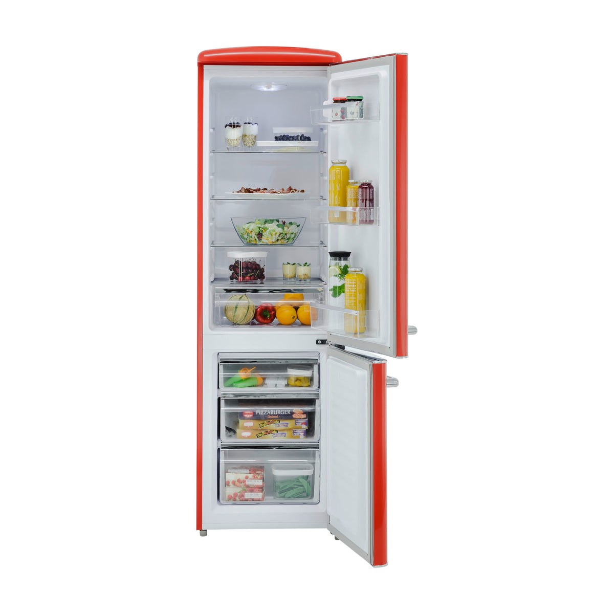 Frigorífico combi Exquisit RKGC250-70-H-160E rot retro rojo, 244 L, clase E