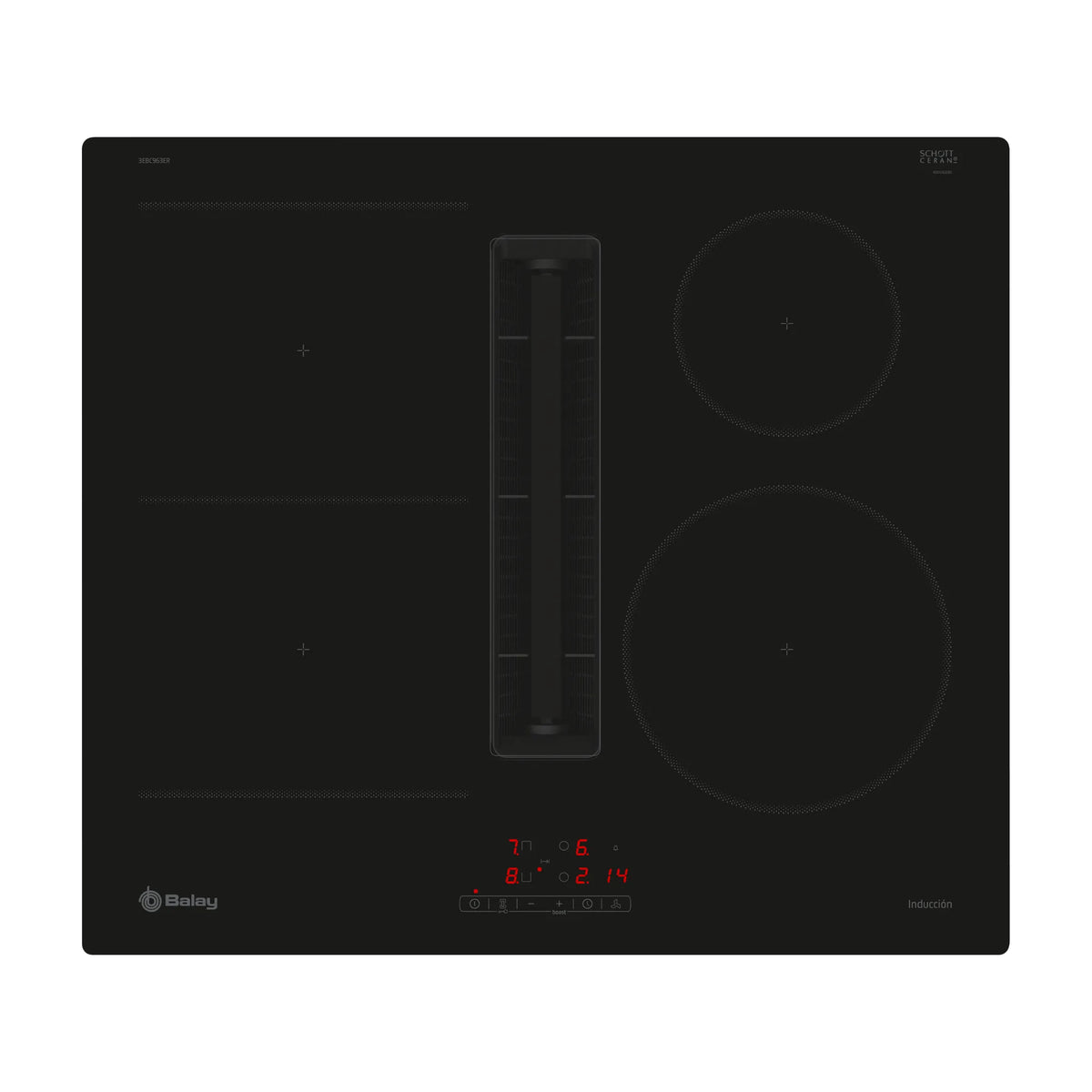 Placa de inducción con extractor Balay 3EBC963ER, 60 cm y 4 zonas