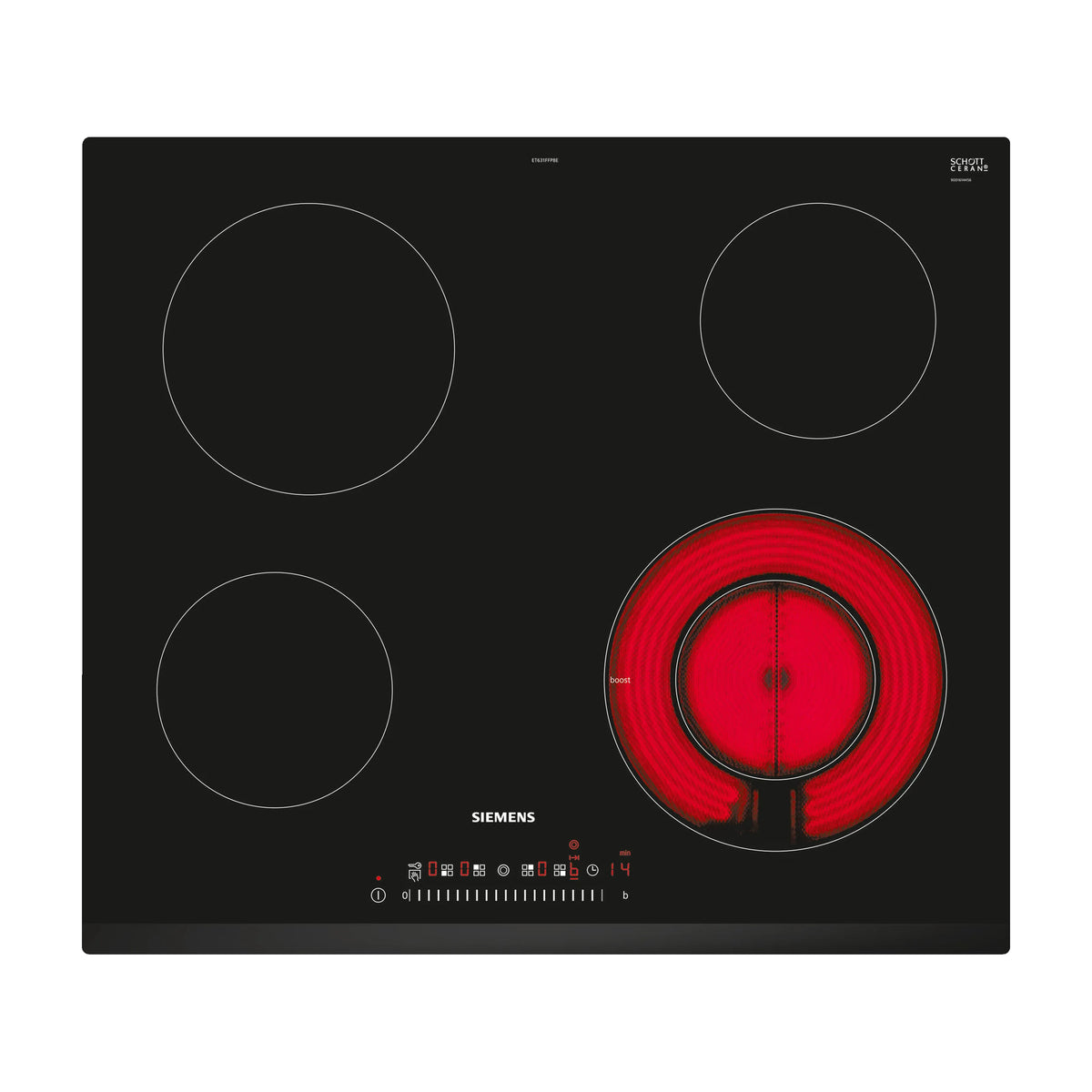 Placa vitrocerámica Siemens ET631FFP8E de 60 cm con 4 zonas y touchSlider