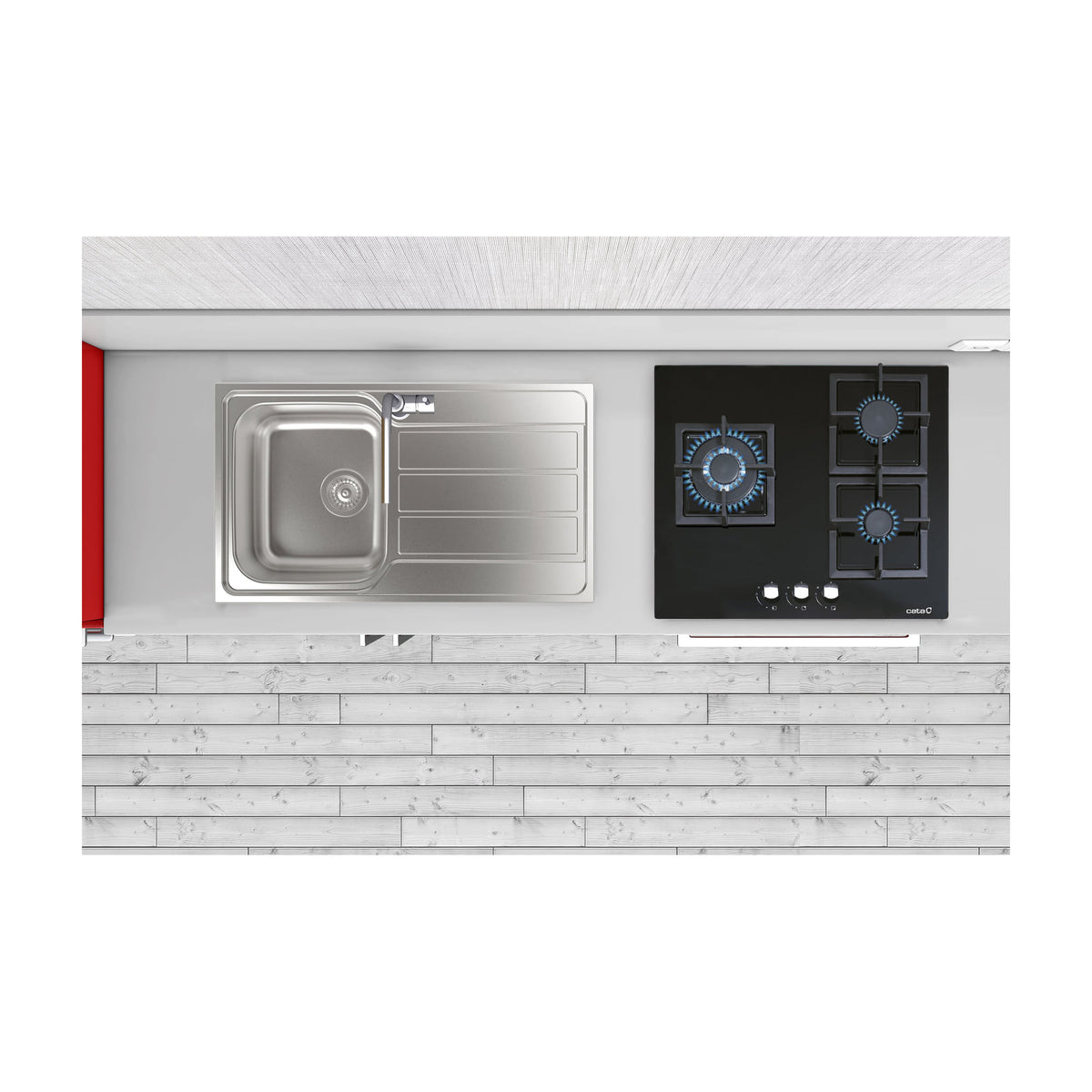Placa de gas CATA SCI 6021 BK de 3 zonas en cristal negro