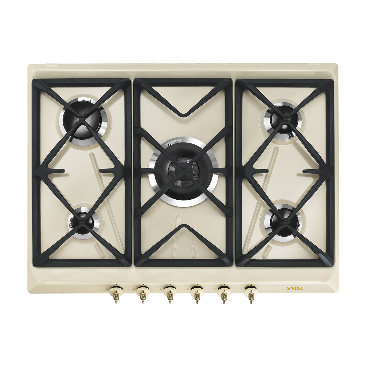 Placa de gas Smeg SRV876POGH de 5 zonas, crema