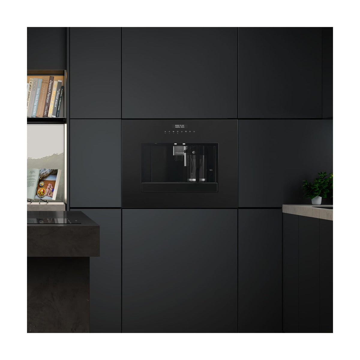 Cafetera integrable Hisense CM4H8BG, 15 bar y depósito de 1,8 l