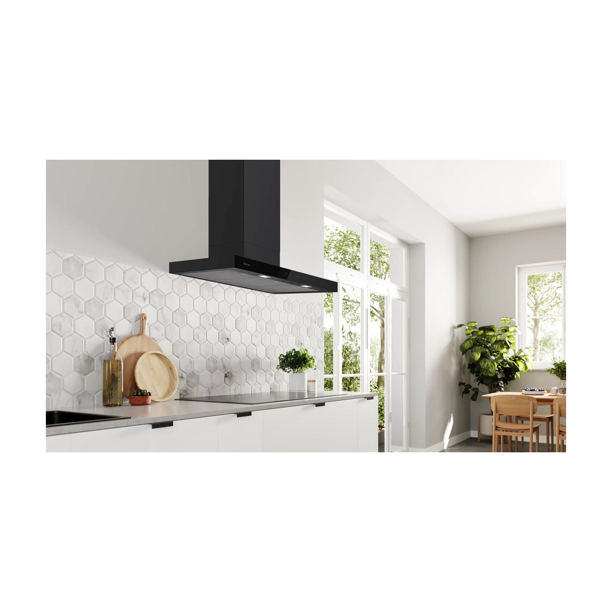 Campana decorativa de pared Balay 3BC897GM, 90 cm, negro mate