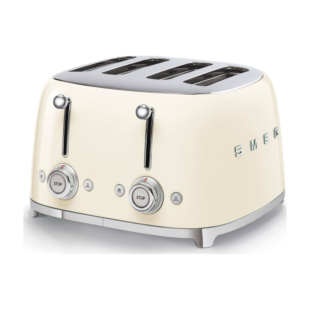 Tostadora Smeg TSF03CREU de 4 ranuras y 2000 W, crema