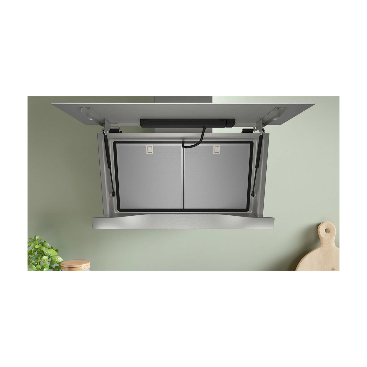 Campana decorativa inclinada Bosch DWK91LT20, 90 cm, cristal blanco