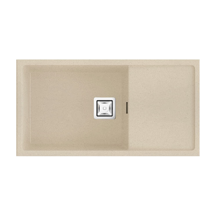 Fregadero Poalgi Zie 81 Hekla Pumice beige mate con escurridor reversible
