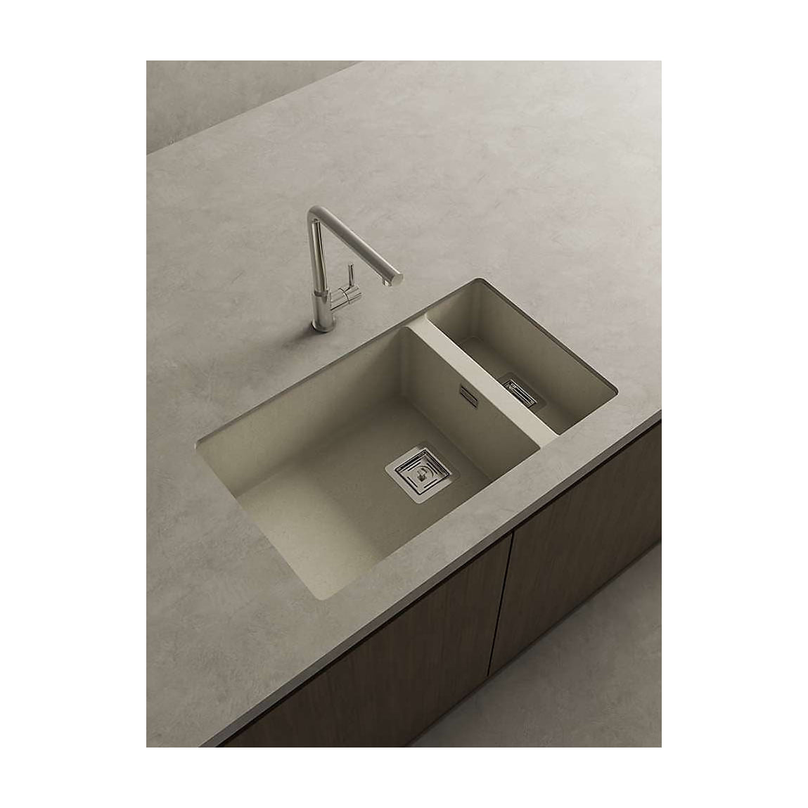 Fregadero Poalgi Zie 70 1½C de granito Hekla, Pumice beige