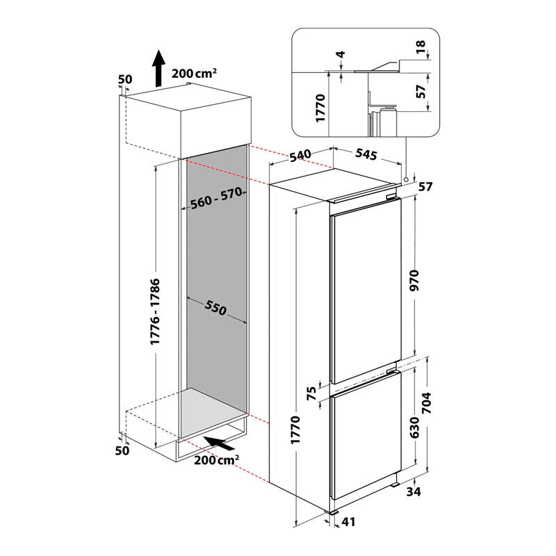 Frigorífico Combi Integrable Whirpool WHC18 T132 (1)