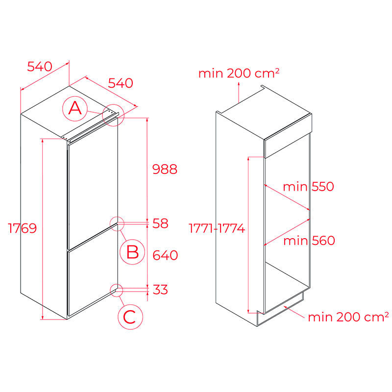 Frigorífico Combi Integrable Teka RBF73351FI (1)