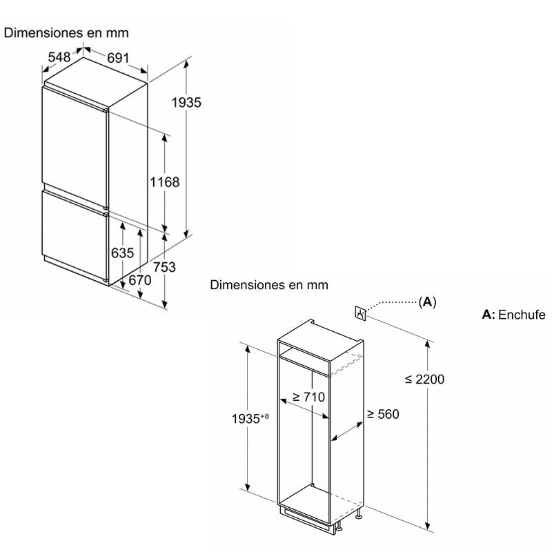 Frigorífico Combi integrable Balay 3KIE901F (1)