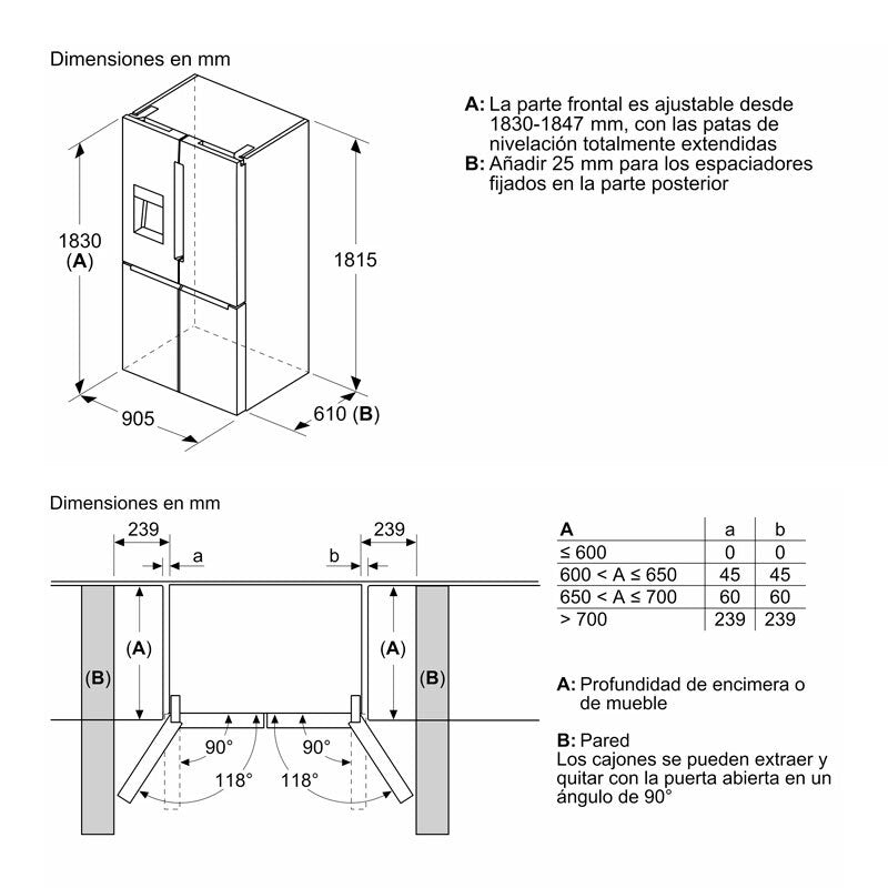 Frigorífico Americano Bosch KFI96AXEA Acero Negro Cepillado (1)