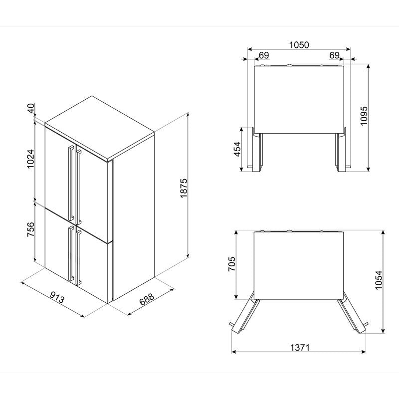 Frigorífico Americano Smeg FQ60CPO6 Crema (1)