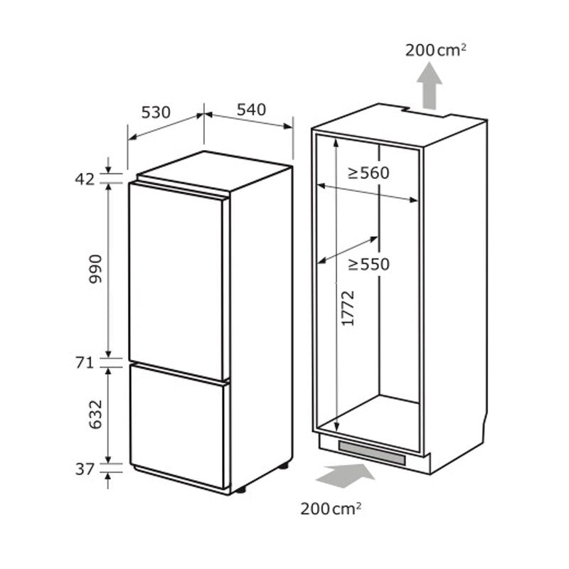 Frigorífico Combi Integrable Exquisit EKGC270-70-NF-F-010E (1)