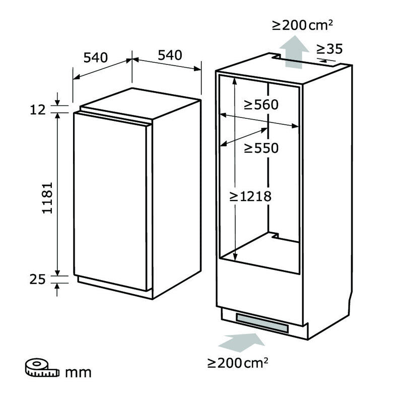 Frigorífico 1 Puerta Integrable Exquisit EKS201-V-E-040E (1)