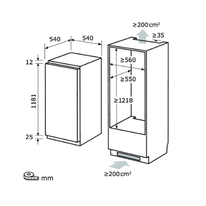 Frigorífico 1 Puerta Integrable Exquisit EKS 201-4-E-040E (1)