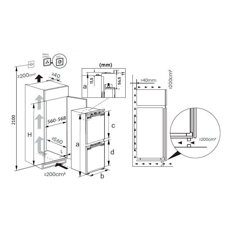 Frigorífico Combi integrable Hisense RB3B280SAWE (1)