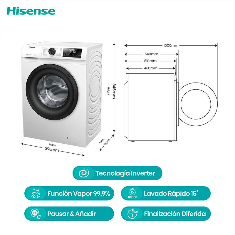 Lavadora Hisense WFQP901418VM 9 Kg (1)