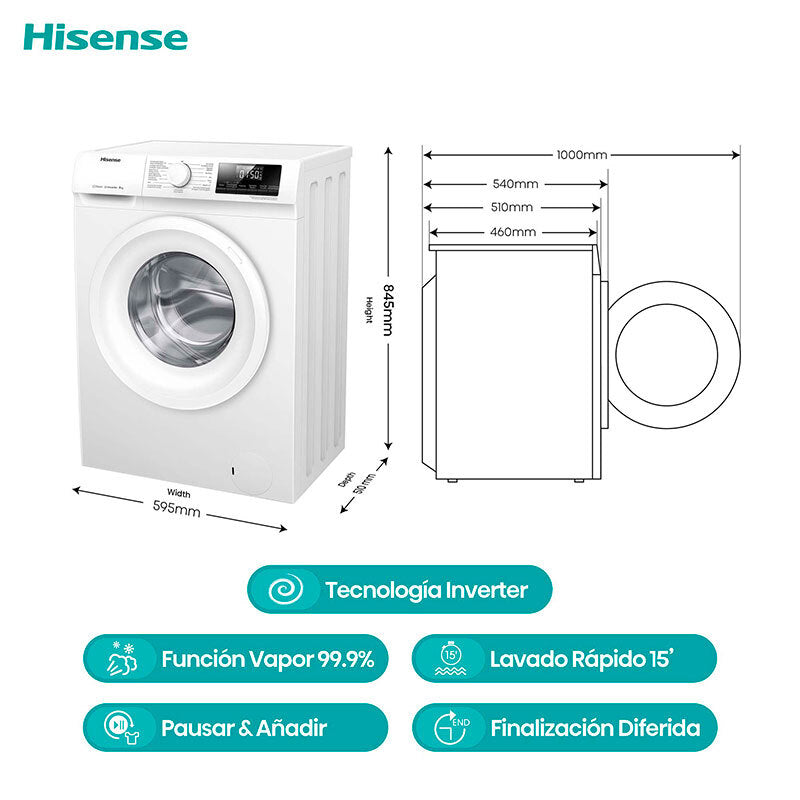 Lavadora Hisense WFQP801419VM 8Kg (1)