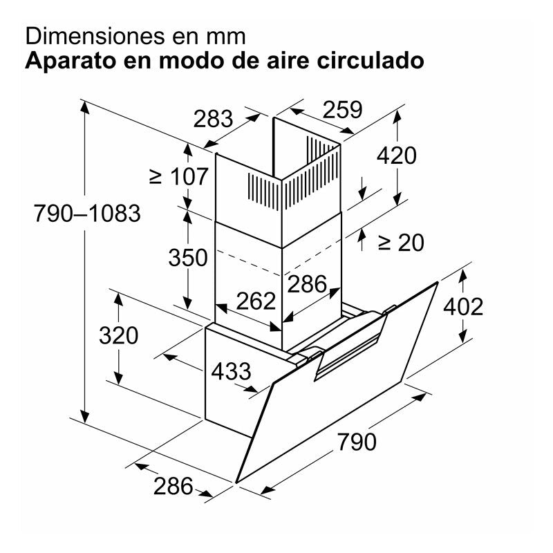 Campana de pared Balay 3BC587GNH Cristal Negro 80 cm (1)