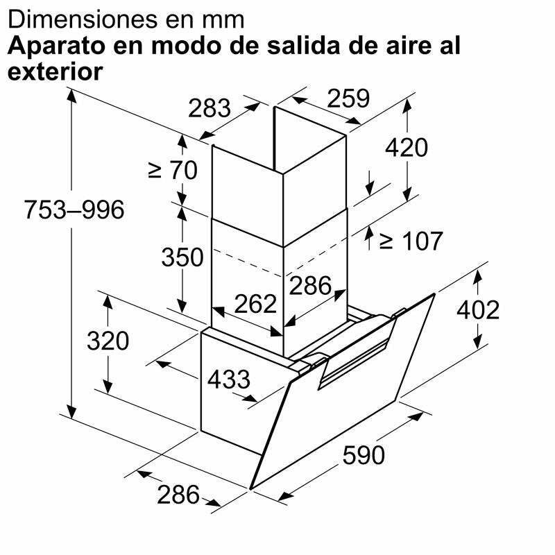 Campana de pared Balay 3BC567GNH Cristal Negro 60 cm (1)