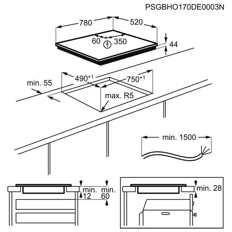 Placa de Inducción AEG IKK86683FB 80 cm (1)